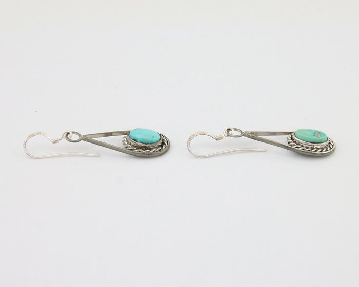 Navajo Dangle Earrings 925 Silver Natural Turquoise Native American Artist C.80s