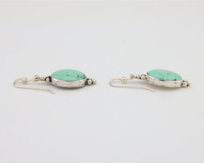 Navajo Dangle Earrings 925 Silver Natural Turquoise Native American Artist C80s