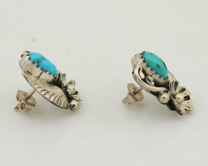 Navajo Dangle Earrings 925 Silver Natural Turquoise Native American Artist C80s
