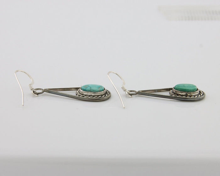 Navajo Dangle Earrings 925 Silver Natural Turquoise Native American Artist C.80s