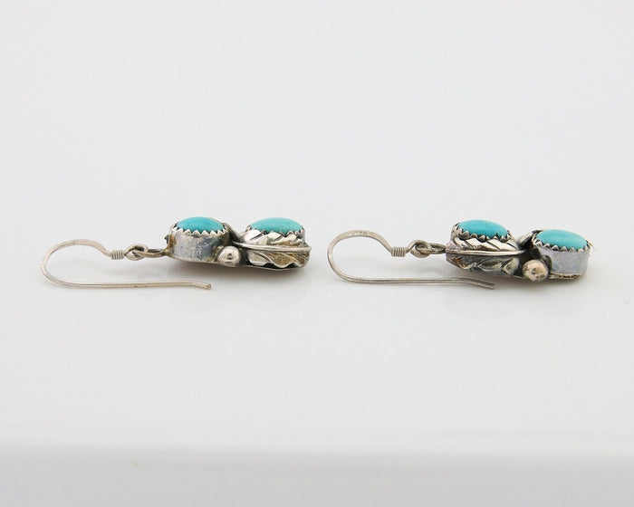 Navajo Dangle Earrings 925 Silver Natural Turquoise Native American Artist C80s