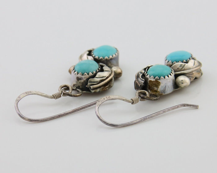 Navajo Dangle Earrings 925 Silver Natural Turquoise Native American Artist C80s