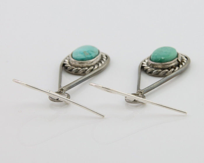 Navajo Dangle Earrings 925 Silver Natural Turquoise Native American Artist C.80s
