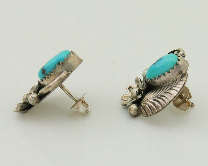 Navajo Dangle Earrings 925 Silver Natural Turquoise Native American Artist C80s