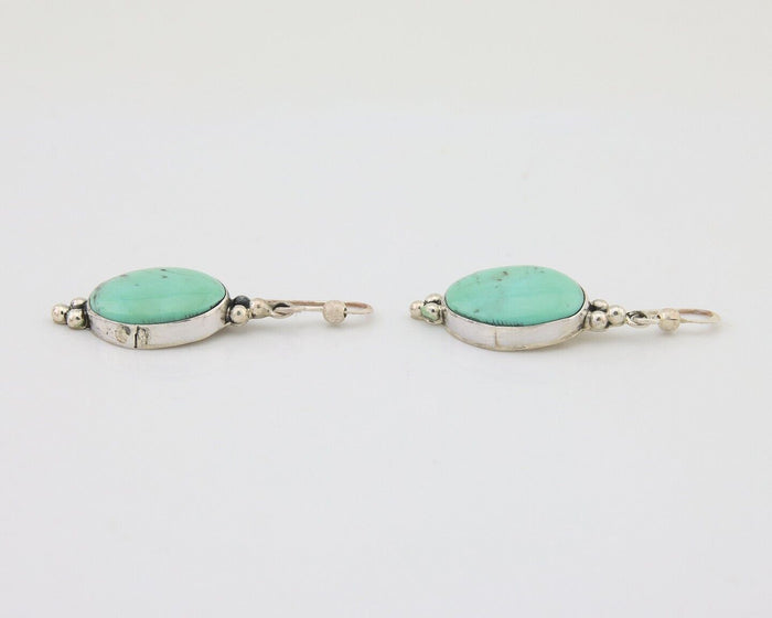 Navajo Dangle Earrings 925 Silver Natural Turquoise Native American Artist C80s