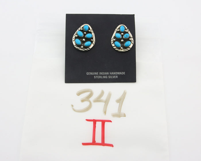 Navajo Dangle Earrings 925 Silver Natural Turquoise Native American Artist C.80s