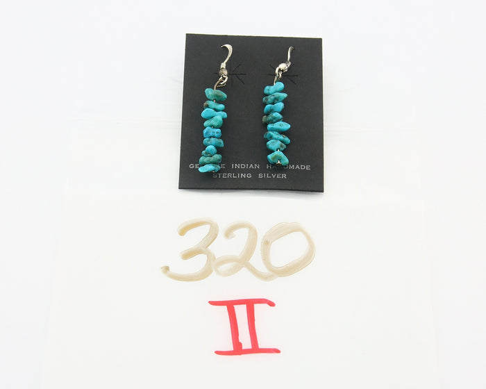 Navajo Dangle Earrings 925 Silver Natural Turquoise Native American Artist C80s