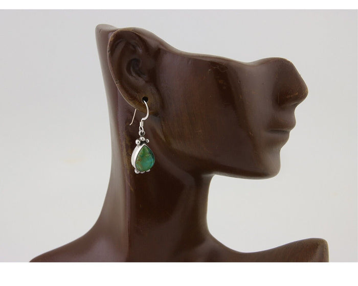 Navajo Dangle Earrings 925 Silver Natural Turquoise Native American Artist C.80s