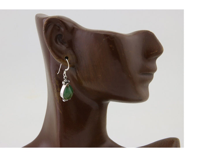 Navajo Dangle Earrings 925 Silver Natural Turquoise Native American Artist C80s
