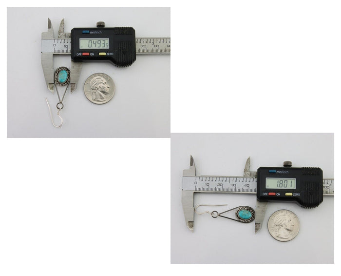 Navajo Dangle Earrings 925 Silver Natural Turquoise Native American Artist C.80s