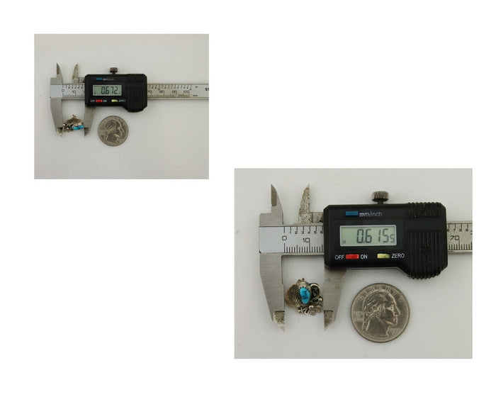 Navajo Dangle Earrings 925 Silver Natural Turquoise Native American Artist C80s