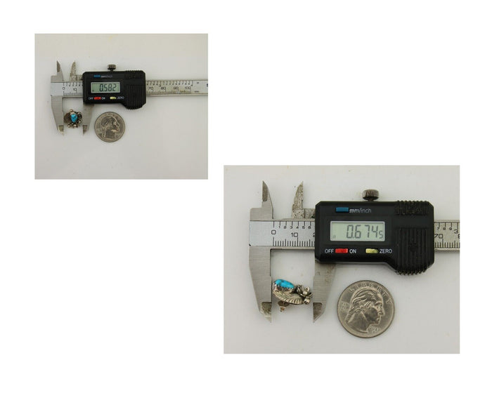 Navajo Dangle Earrings 925 Silver Natural Turquoise Native American Artist C80s