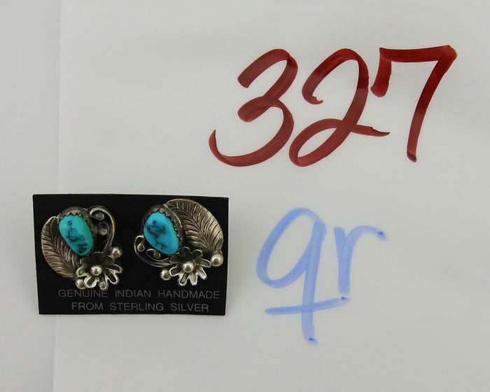 Navajo Dangle Earrings 925 Silver Natural Turquoise Native American Artist C80s