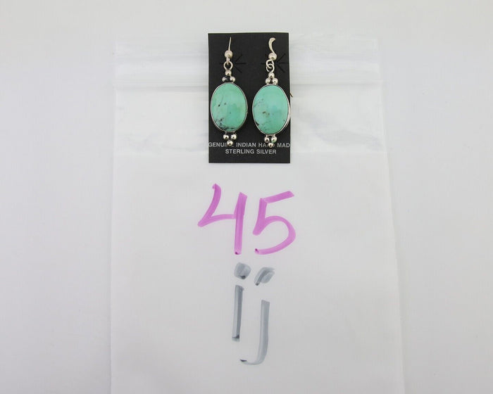 Navajo Dangle Earrings 925 Silver Natural Turquoise Native American Artist C80s