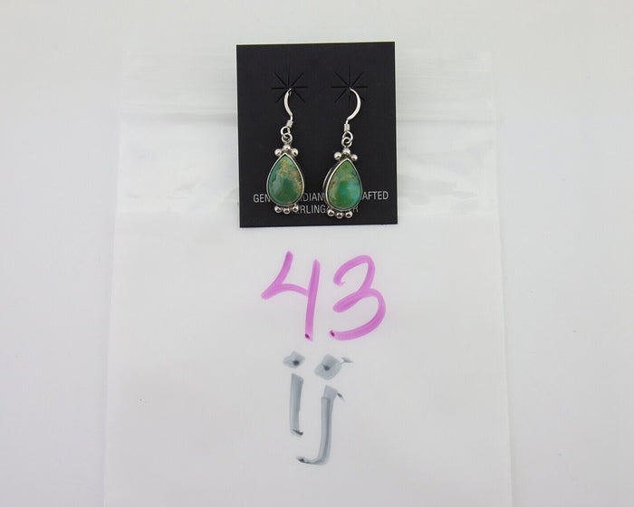 Navajo Dangle Earrings 925 Silver Natural Turquoise Native American Artist C.80s