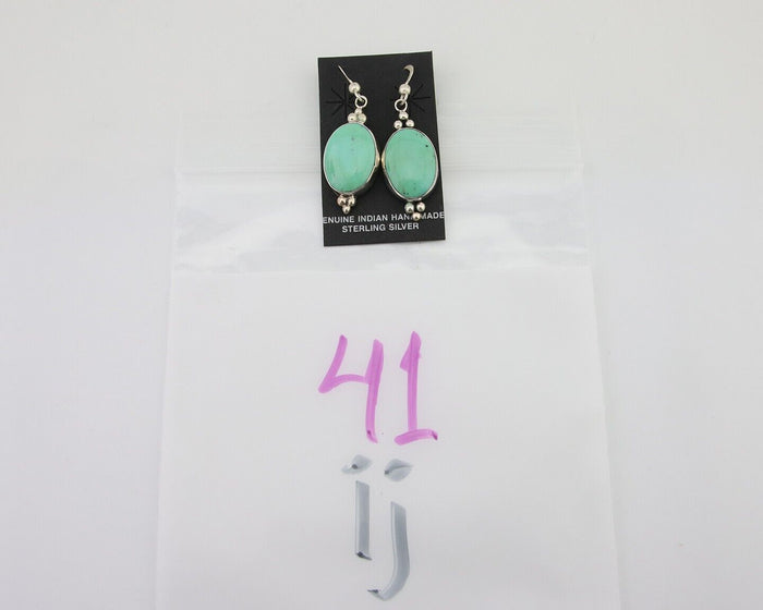 Navajo Dangle Earrings 925 Silver Natural Turquoise Native American Artist C80s