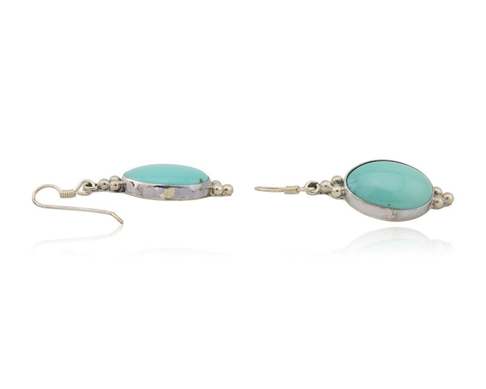 Navajo Dangle Earrings 925 Silver Natural Turquoise Native Inca Mfg C.80's