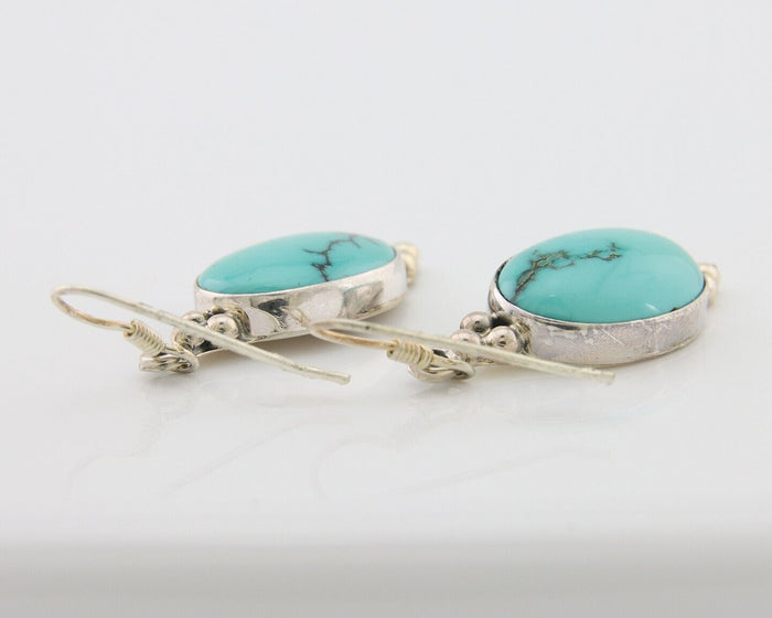 Navajo Dangle Earrings 925 Silver Natural Turquoise Native Inca Mfg C.80's