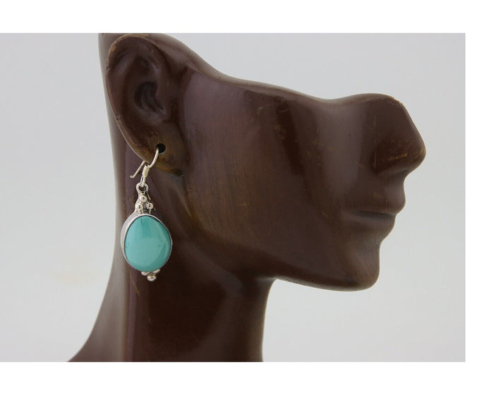 Navajo Dangle Earrings 925 Silver Natural Turquoise Native Inca Mfg C.80's