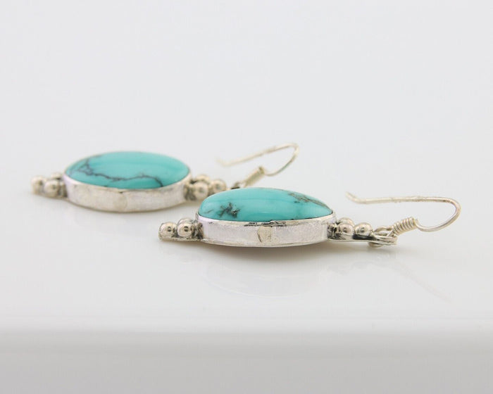Navajo Dangle Earrings 925 Silver Natural Turquoise Native Inca Mfg C.80's
