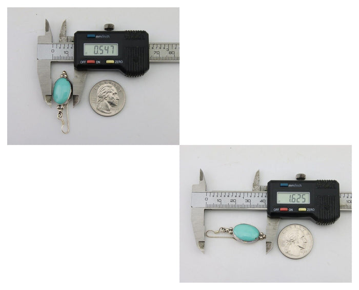 Navajo Dangle Earrings 925 Silver Natural Turquoise Native Inca Mfg C.80's