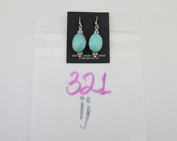 Navajo Dangle Earrings 925 Silver Natural Turquoise Native Inca Mfg C.80's