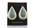 Navajo Dangle Earrings 925 Silver Natural Turquoise Signed Thomas Charay C.1988