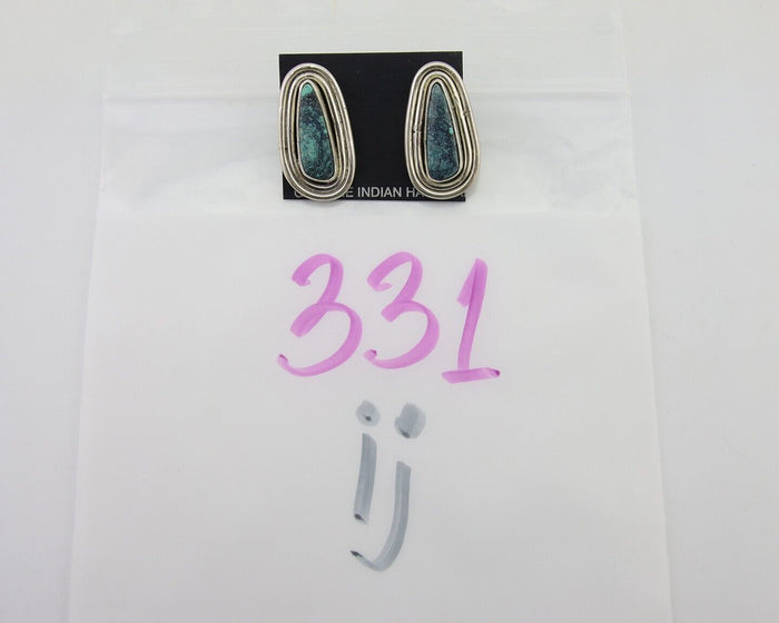 Navajo Dangle Earrings 925 Silver Natural Turquoise Signed Tom Willeto C.80's
