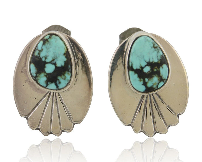 Navajo Dangle Earrings 925 Silver Natural Turquoise Signed Wilson Padilla C.80's