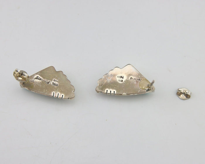 Navajo Dangle Earrings 925 Silver Natural Turquoise Signed Wilson Padilla C.80's
