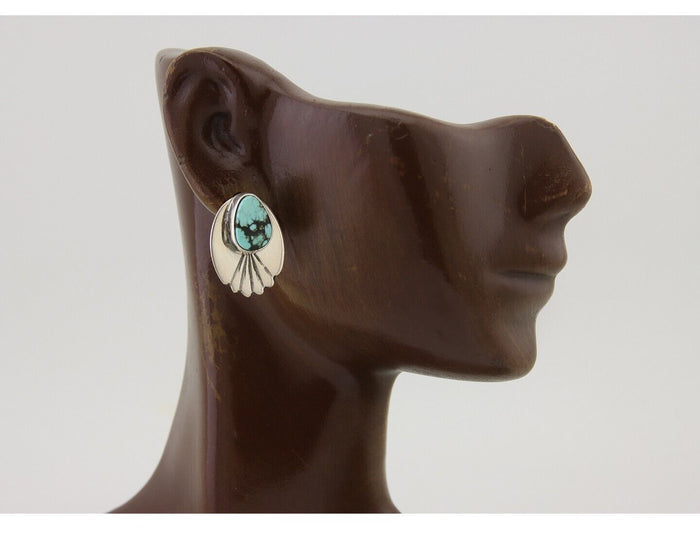 Navajo Dangle Earrings 925 Silver Natural Turquoise Signed Wilson Padilla C.80's