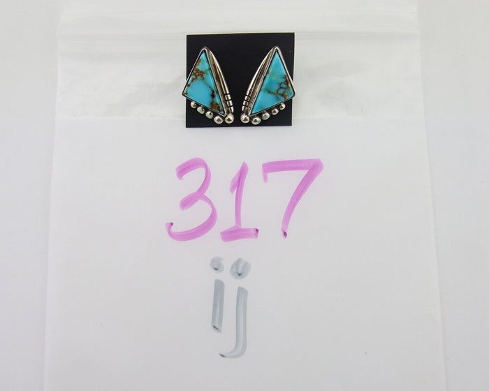 Navajo Dangle Earrings 925 Silver Natural Turquoise Signed Wilson Padilla C.80's