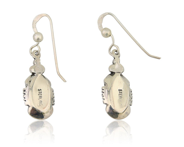 Navajo Dangle Earrings 925 Silver Sleeping Beauty Native Artist C80s