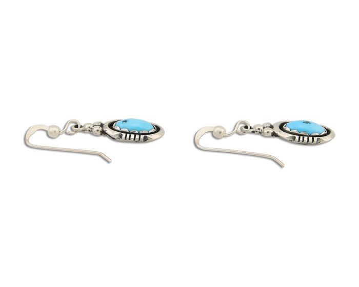 Navajo Dangle Earrings 925 Silver Sleeping Beauty Native Artist C80s