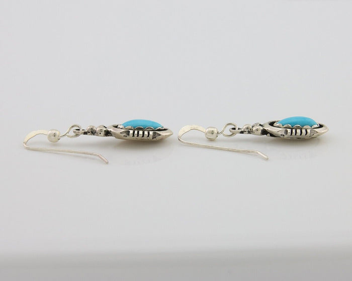 Navajo Dangle Earrings 925 Silver Sleeping Beauty Native Artist C80s