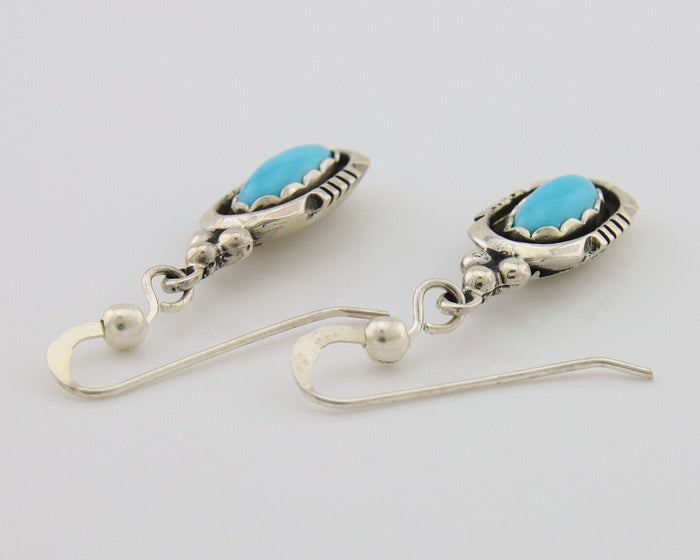 Navajo Dangle Earrings 925 Silver Sleeping Beauty Native Artist C80s