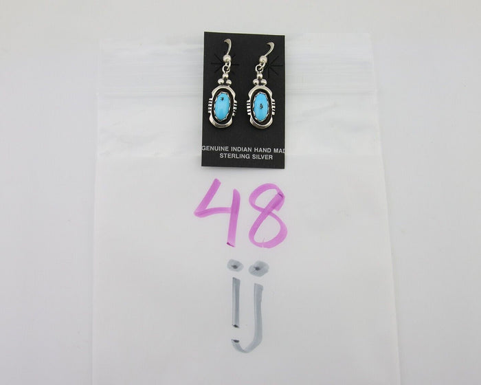 Navajo Dangle Earrings 925 Silver Sleeping Beauty Native Artist C80s