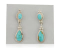 Navajo Dangle Earrings 925 Silver Sleeping Beauty Turquoise Native Artist C.80's