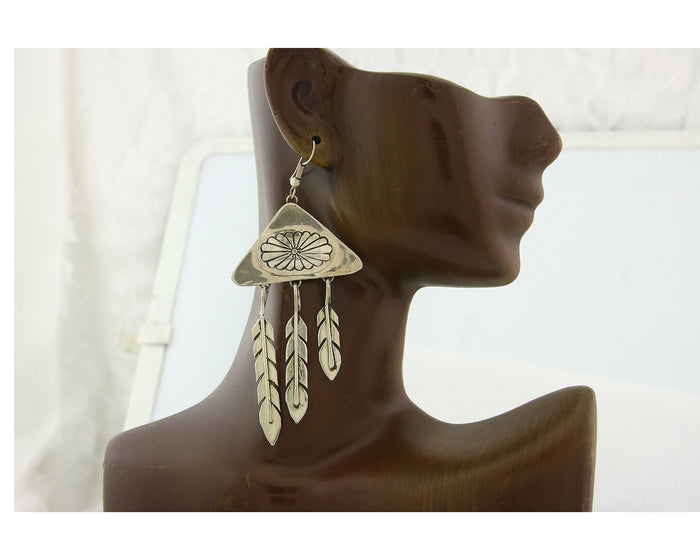 Navajo Dangle Earrings Sterling Silver Dangle Vintage Authentic Handmade