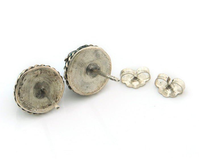 Navajo Dangle Earrings Sterling Silver Natural Turquoise Vintage Handmade