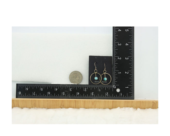 Navajo Dangle Earrings Sterling Silver Natural Turquoise Vintage Handmade