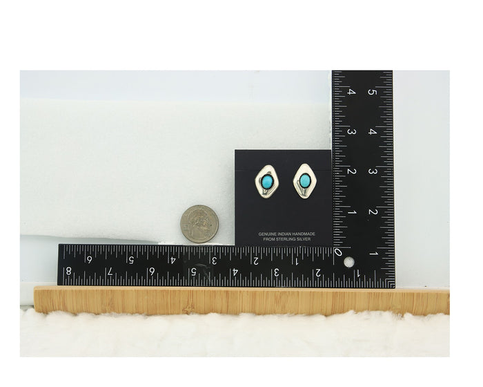 Navajo Dangle Earrings Sterling Silver Natural Turquoise Vintage Handmade