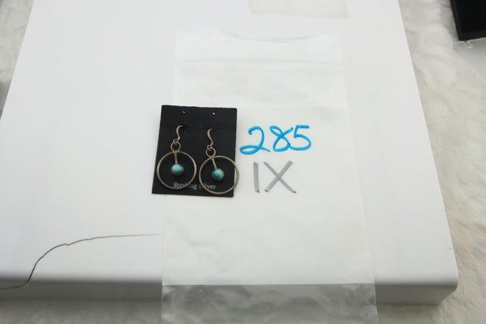 Navajo Dangle Earrings Sterling Silver Natural Turquoise Vintage Handmade