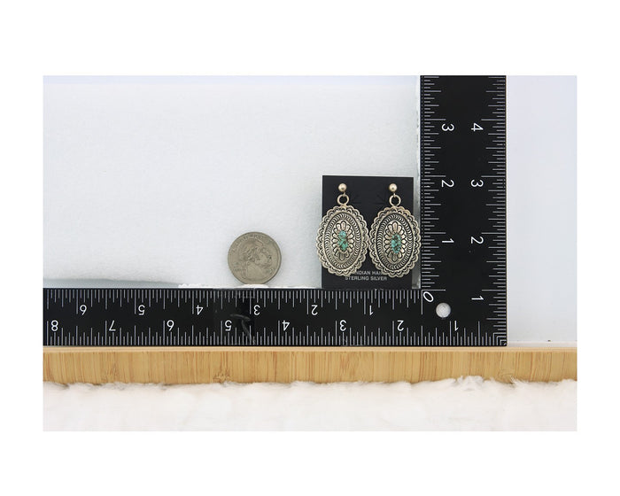 Navajo Dangle Earrings Sterling Silver Natural Turquoise Vintage Signed Handmade