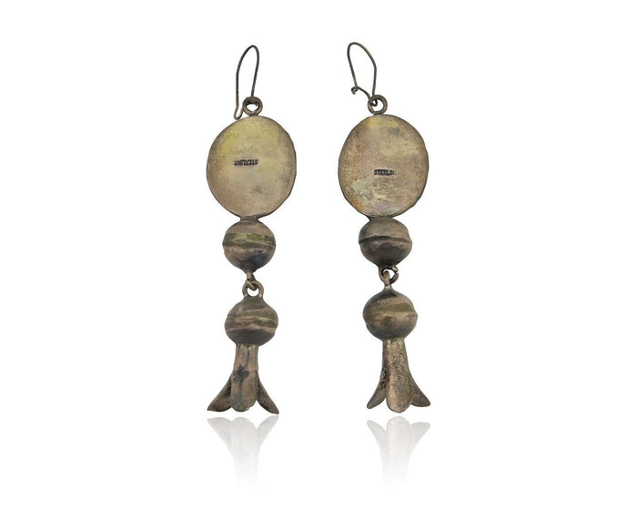 Navajo Dangle Squash Earrings 925 Silver Natural Turquoise Native Artist C.80's