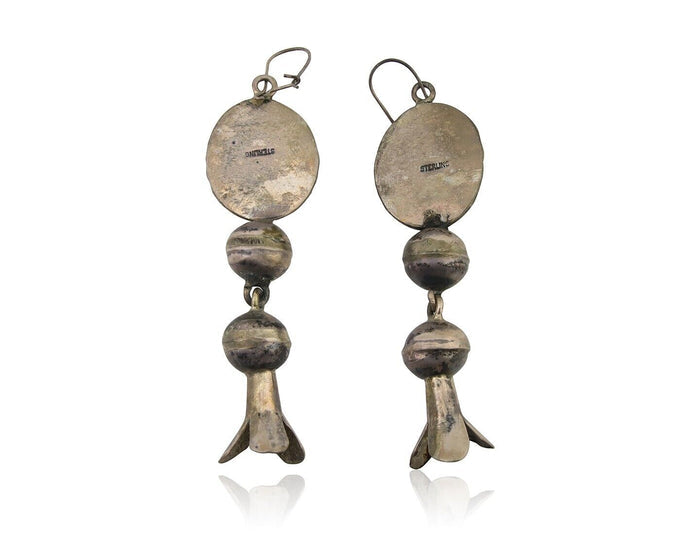 Navajo Dangle Squash Earrings 925 Silver Natural Turquoise Native Artist C.80's