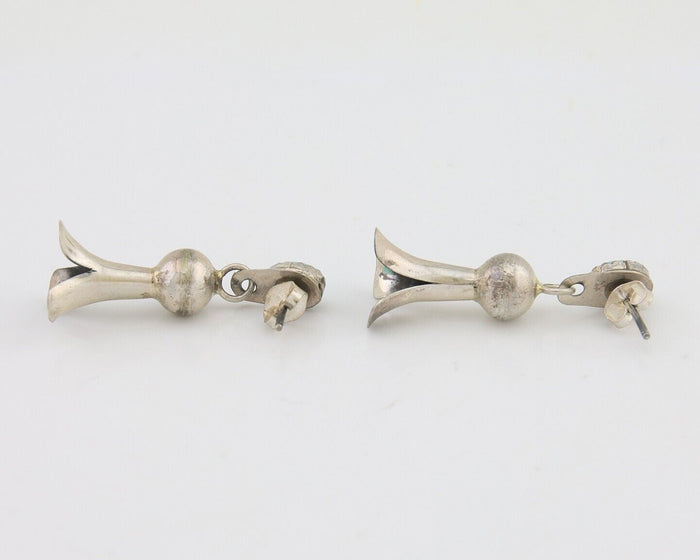 Navajo Dangle Squash Earrings 925 Silver Natural Turquoise Native Artist C.80's