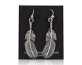 Navajo Eagle Feather Dangle Earrings 925 Silver Native American Artist C.80's