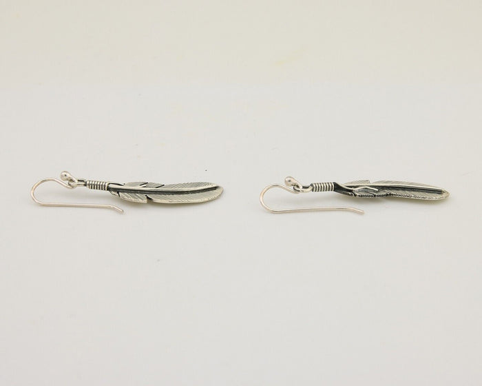 Navajo Eagle Feather Dangle Earrings 925 Silver Native American Artist C.80's