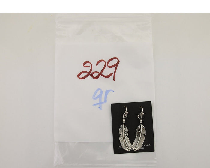 Navajo Eagle Feather Dangle Earrings 925 Silver Native American Artist C.80's